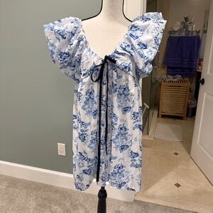 Amazon Blue and White Floral Mini Dress